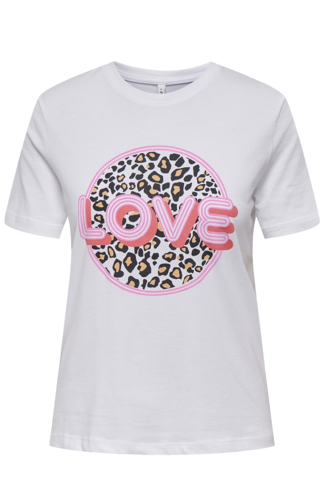 ONLARIYA LIFE REG S/S LOVE TOP BOX 15343191 BRIGHT WHITE/LOVE